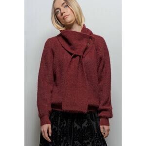 Urban Daizy Detachable Scarf Ribbed Knit Sweater Top